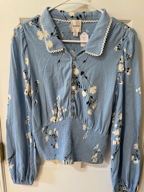 Maeve XS Floral Smocked Waist Blouse Cottagecore 🌿